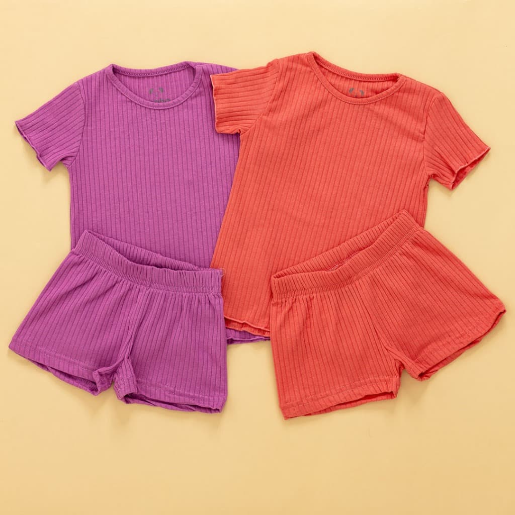Kit 2 Conjuntos Canelado Infantil Feminino E Shorts
