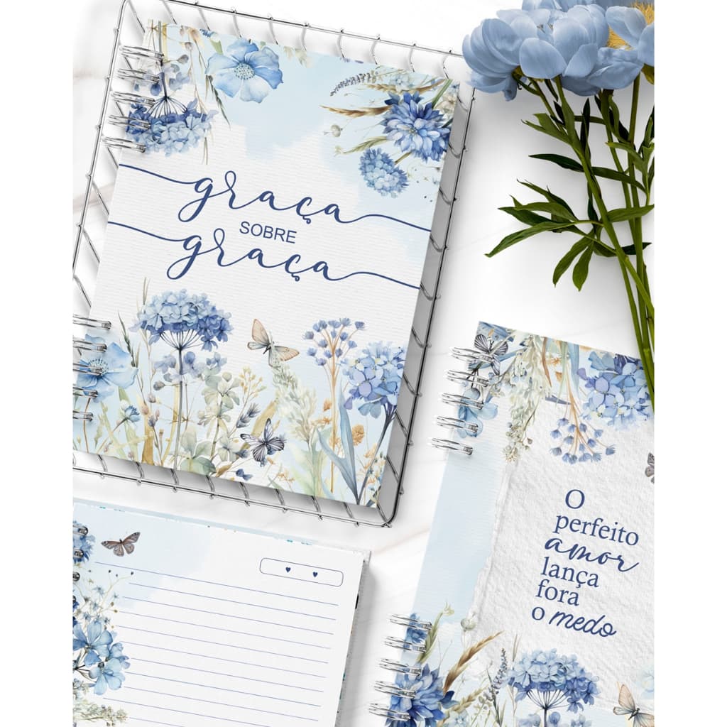 Caderno personalizado COM NOME DO COMPRADOR, 200 páginas, A5, folhas decoradas, coleção azul