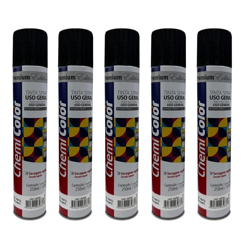 Tinta Spray De Uso Geral Chemicolor 250ml 5 Unidades