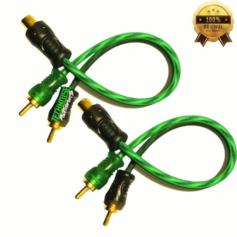 Kit 2 Cabo Y (2macho/1femea) 4mm Injetado Technoise Series 200 PRO Verde Som Automotivo