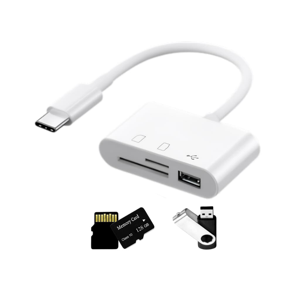 adaptador hub otg usb cartão de memoria e usb modelo v8 e tipo c