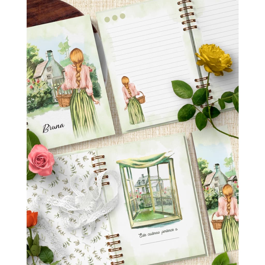 caderno personalizado COM NOME DO COMPRADOR, 200 páginas, A5, folhas decoradas, coleção camponesa