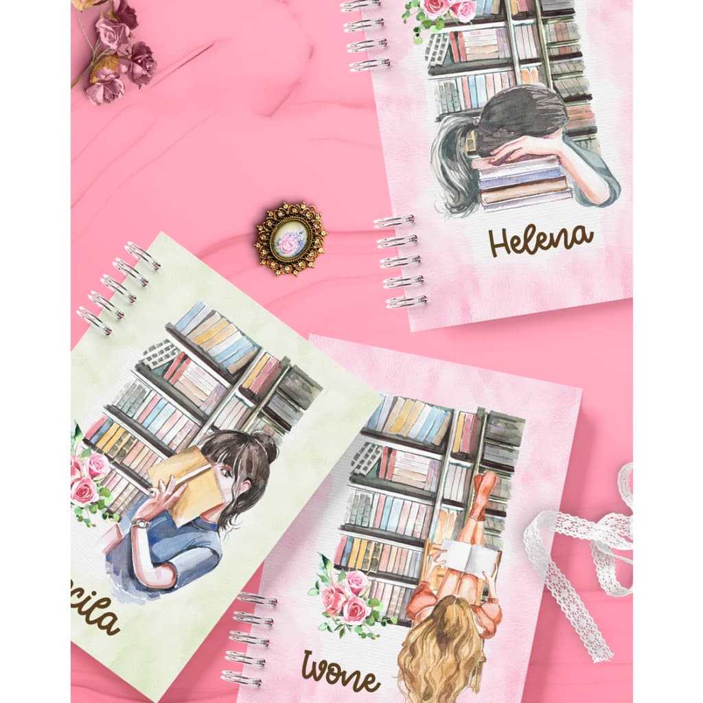 caderno personalizado COM NOME DO COMPRADOR, 200 páginas, A5, folhas decoradas, Coleção livros