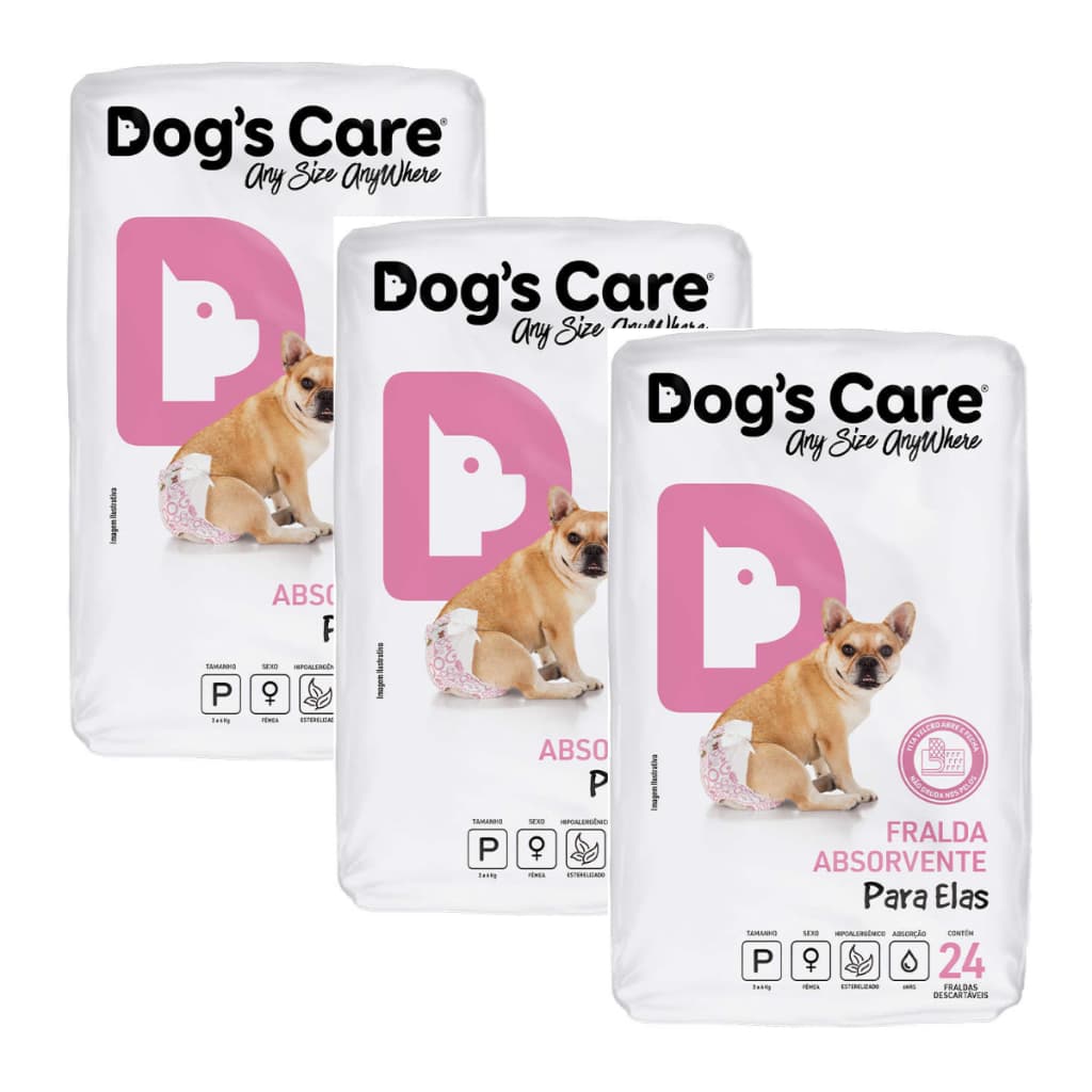Fralda Descartável Higiênica P/ Cães Fêmea Dogs Care P 72 Un