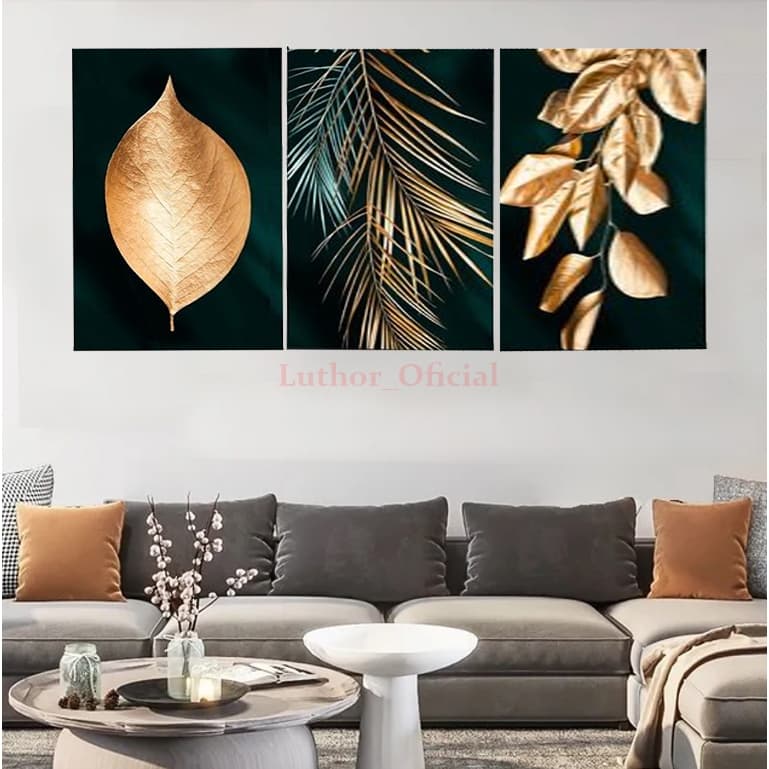 Quadros Decorativos Trio Kit 3 Flores Sala Escritório Grande