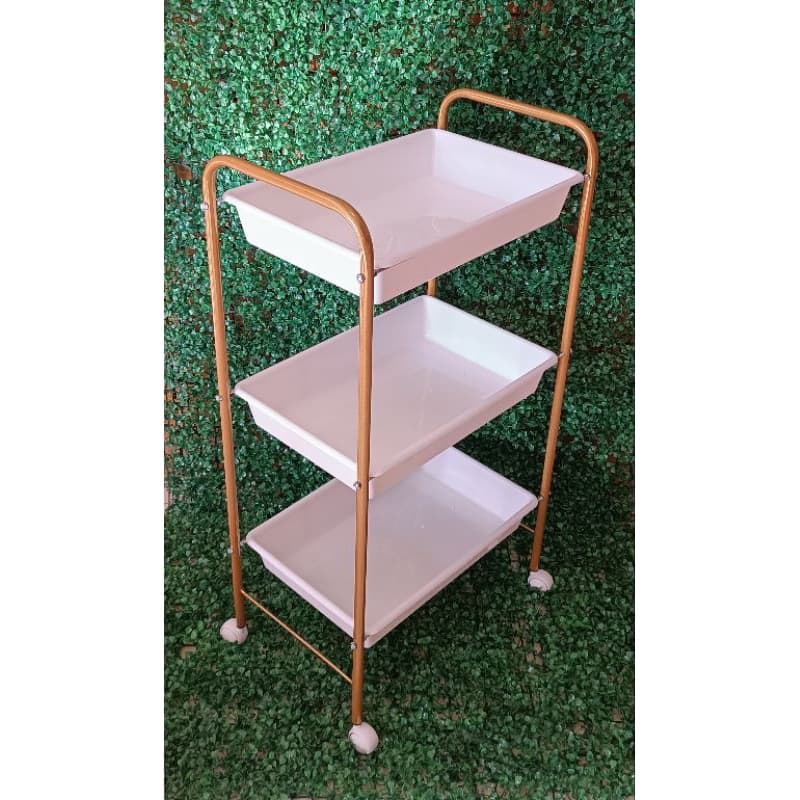 Carrinho Auxiliar Organizador Dourado e Branco