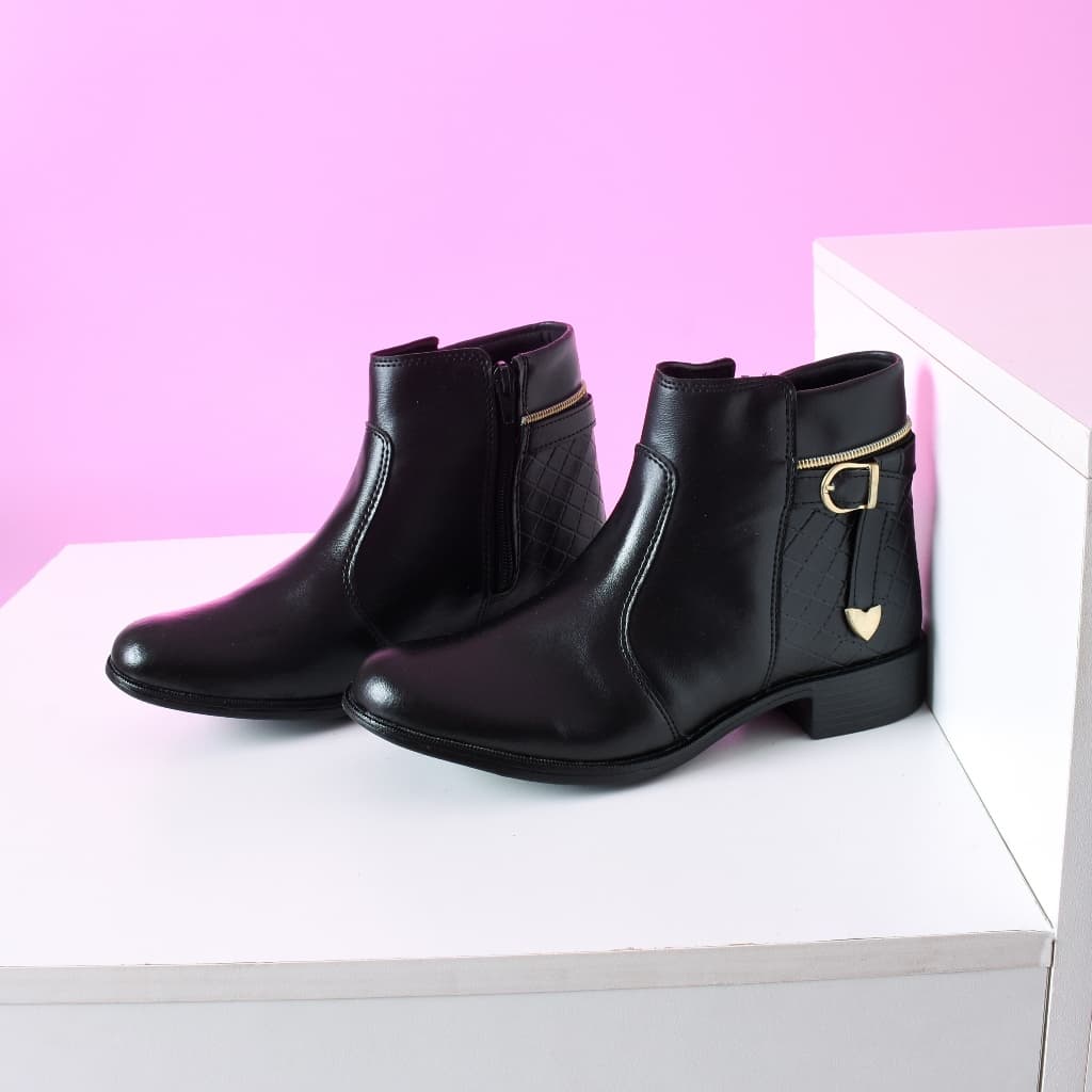 Bota Feminina Cano Curto Médio Coturno Zíper Exclusiva Blogueira Moderna Moda