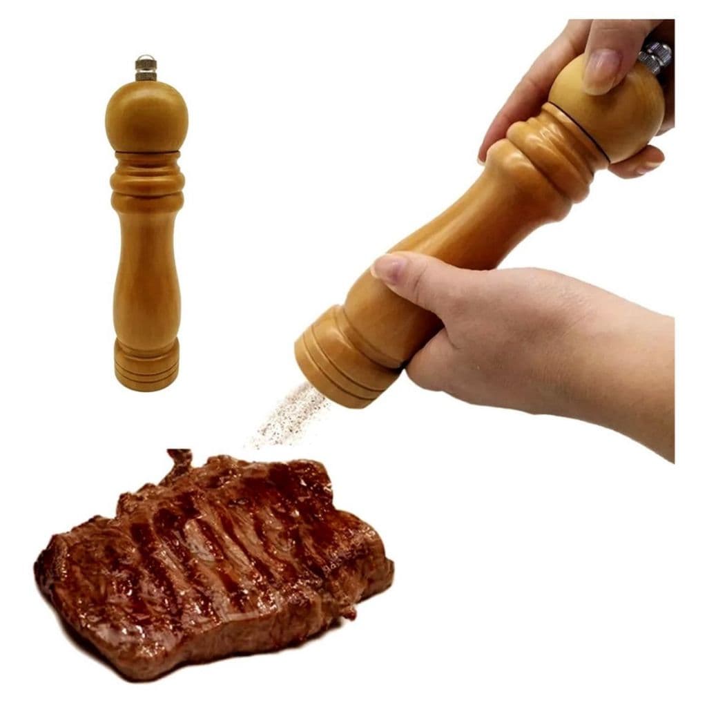 Moedor Manual Em Madeira Para Pimenta e Condimentos 15cm
