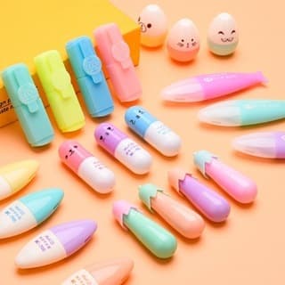 Kit com 6 Canetas Mini  Marca Texto  fofos /marcador de destaque/canetas coloridas/Marcadores