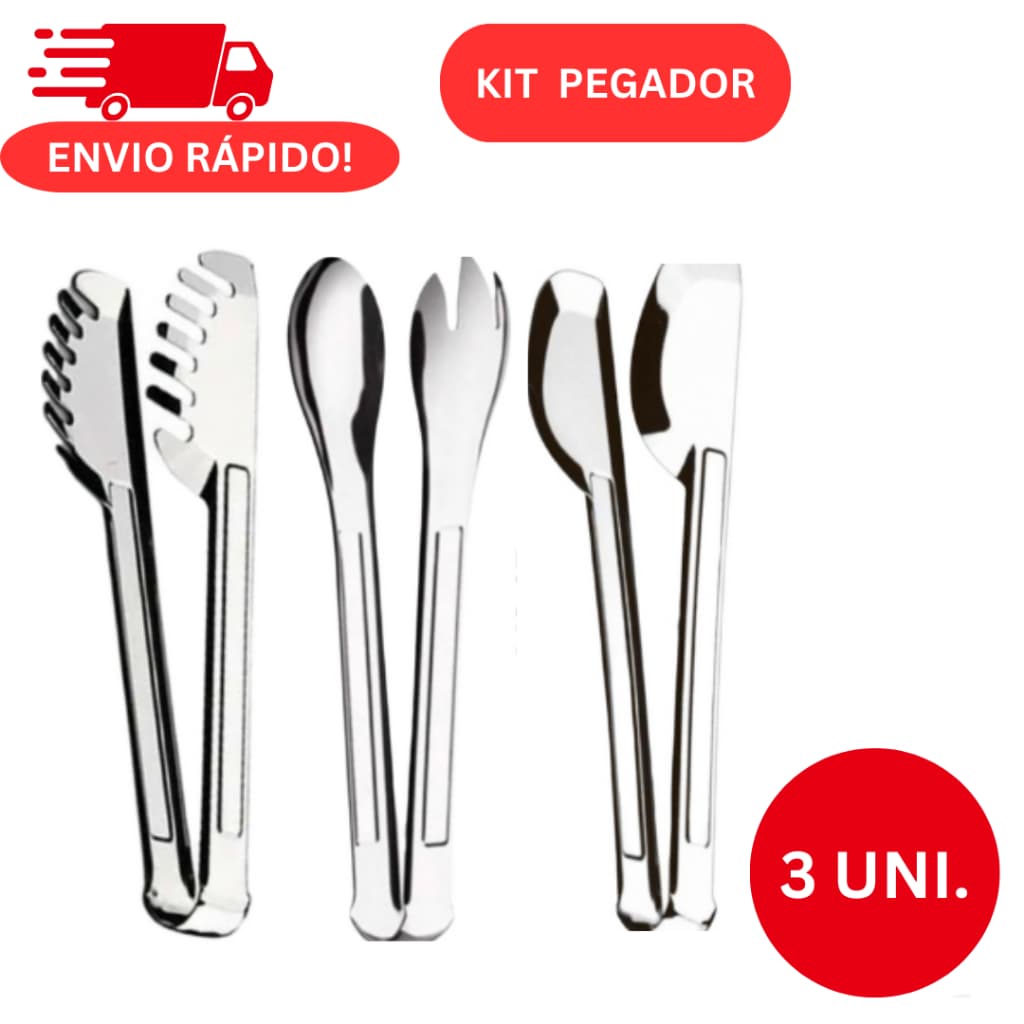 KIT PEGADOR DE MASSA PEGADOR UNIVERSAL PEGADOR SALADA DRINKS CARNE PÃO MACARRÃO EM AÇO INOX