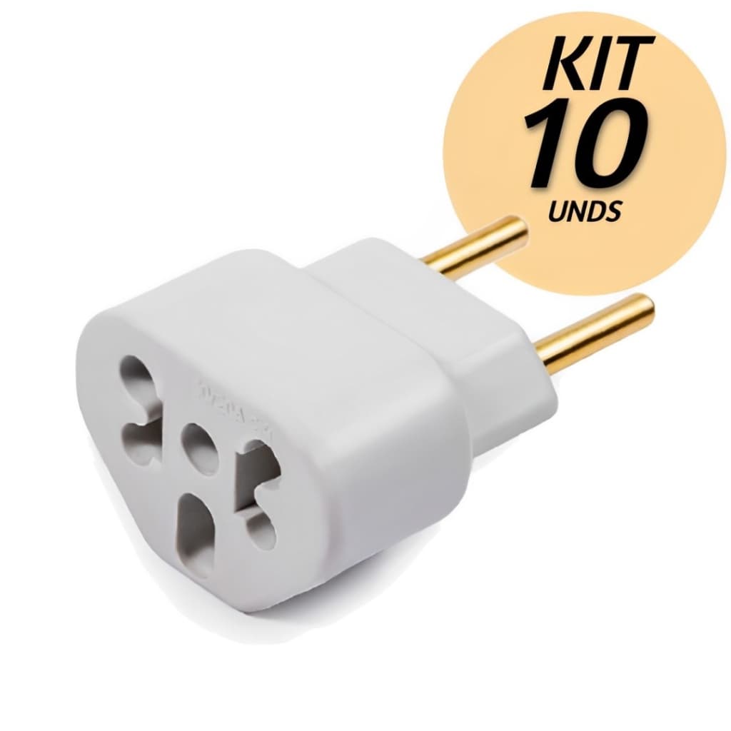 Kit Com 10 Adaptador De Tomada Bob Love 10a 20a 250V Bivolt Pino Plug Benjamim T Universal