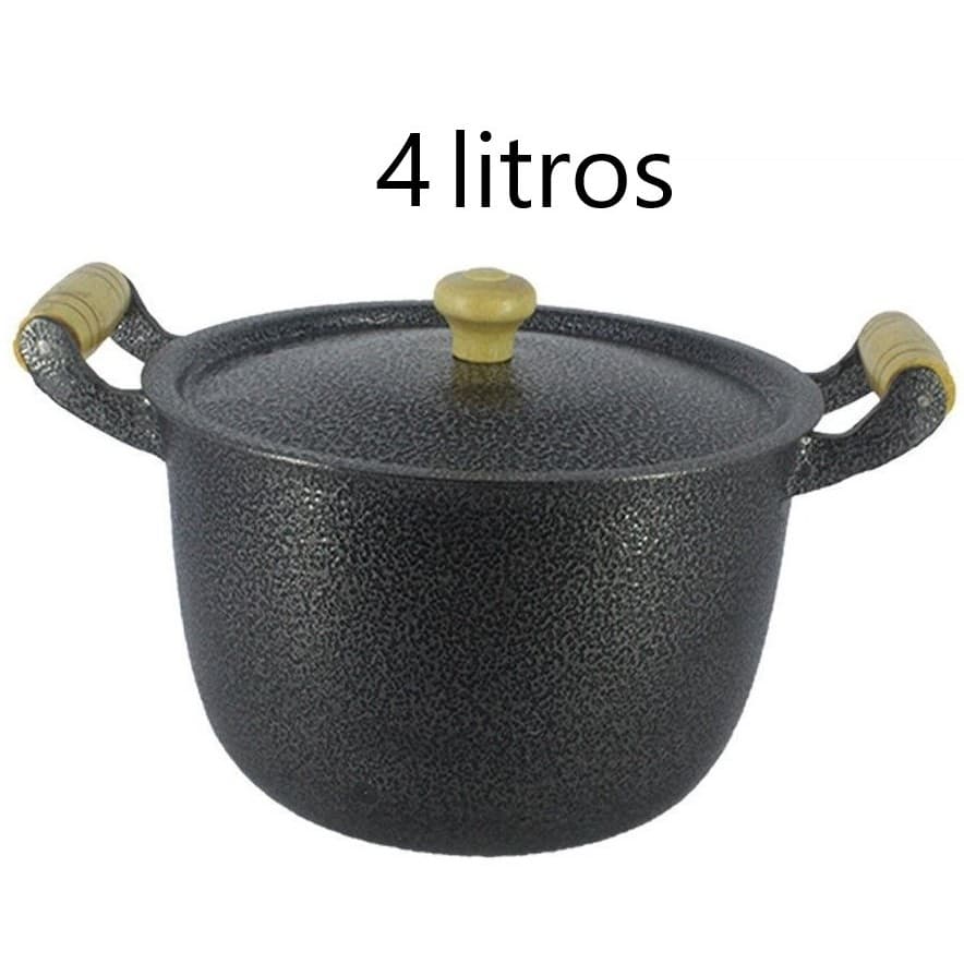 Caldeirão de 4 litros de Alumínio Batido: Elegância em Preto e Vermelho, Nº 22