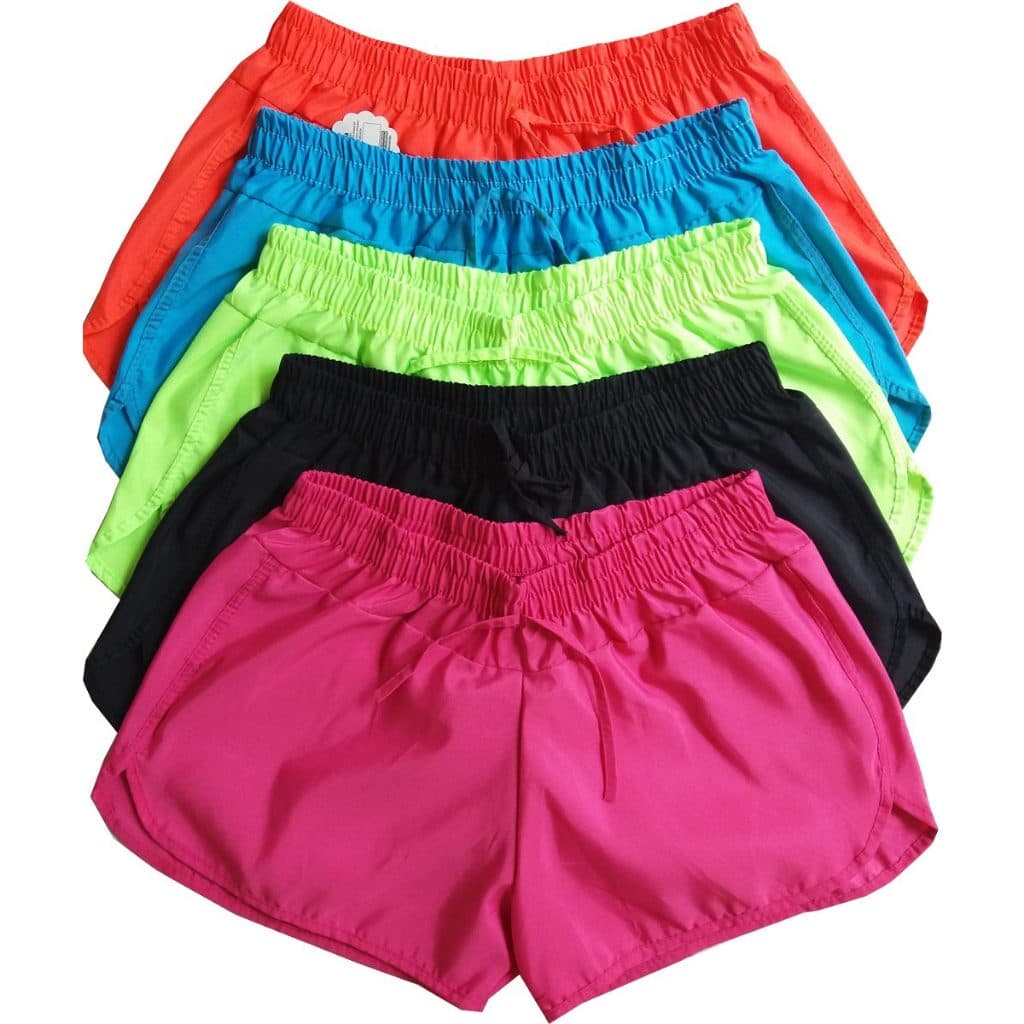 Kit 4 shorts Tactel Feminino Saída de praia pareô Canga Short de Academia Moda Verão