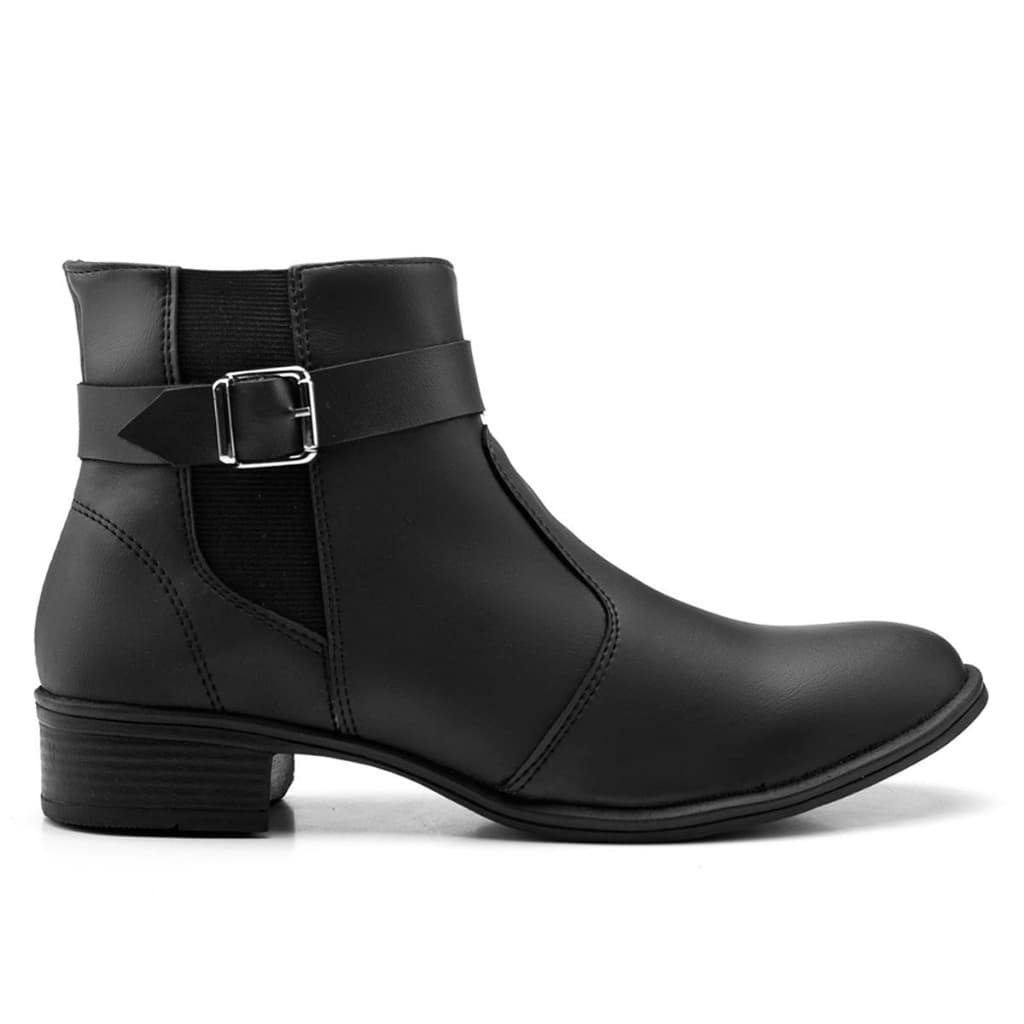 Bota Feminina Cano Curto Casual Botina Elástico Zíper Fácil Calçar Confortável