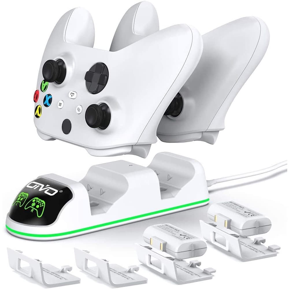 Kit Base Carregadora Duplo + 4 tampas Compatível com  Controle Manete Xbox One S/X e Series S/X
