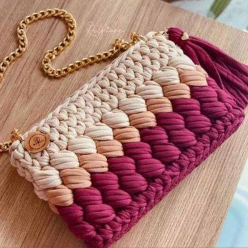 bolsa de luxo feita a mao em croche forrada e impermeabilizada correntes reforçada, escolha sua combinação de cor