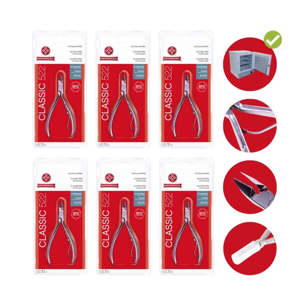Kit com 6 (SEIS) Alicate Cutícula Mundial 522 Profissional Original