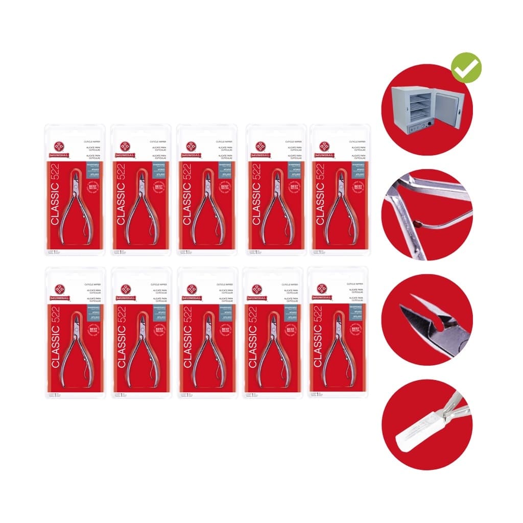 Kit com 10 Alicate Cutícula Mundial 522 Profissional Original