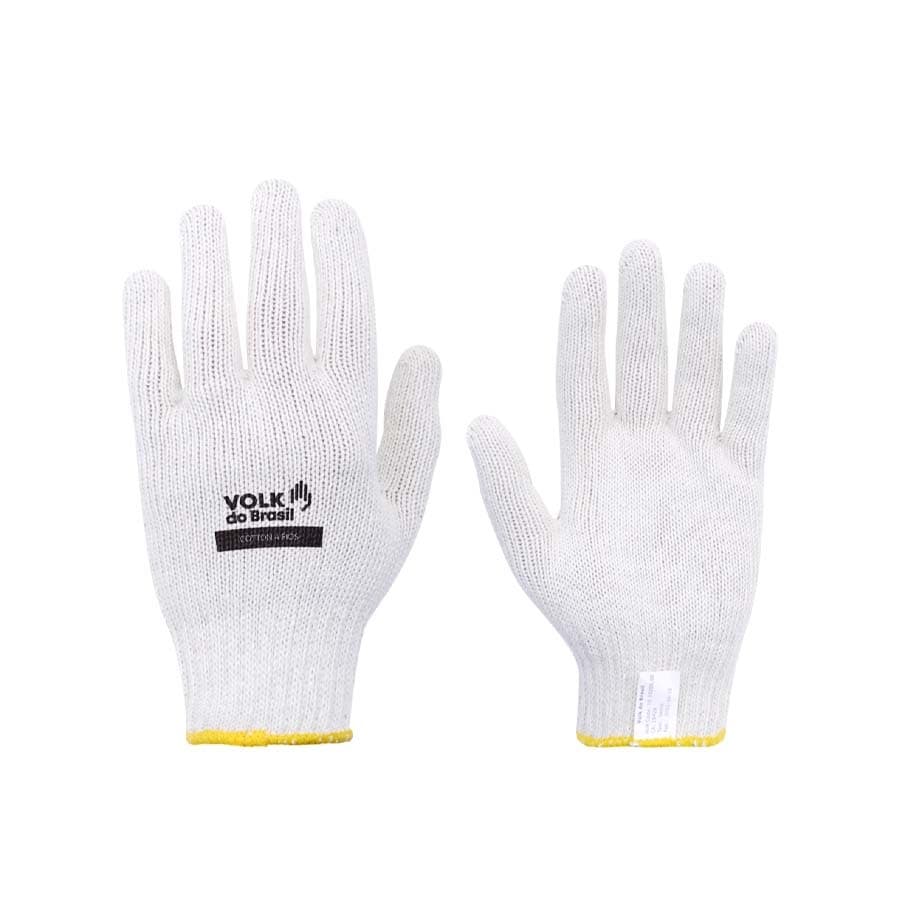kit 10 Luva De Malha Cotton Sem Pigmento Volk CA 30520 Protecao EPI Tricotada MRO