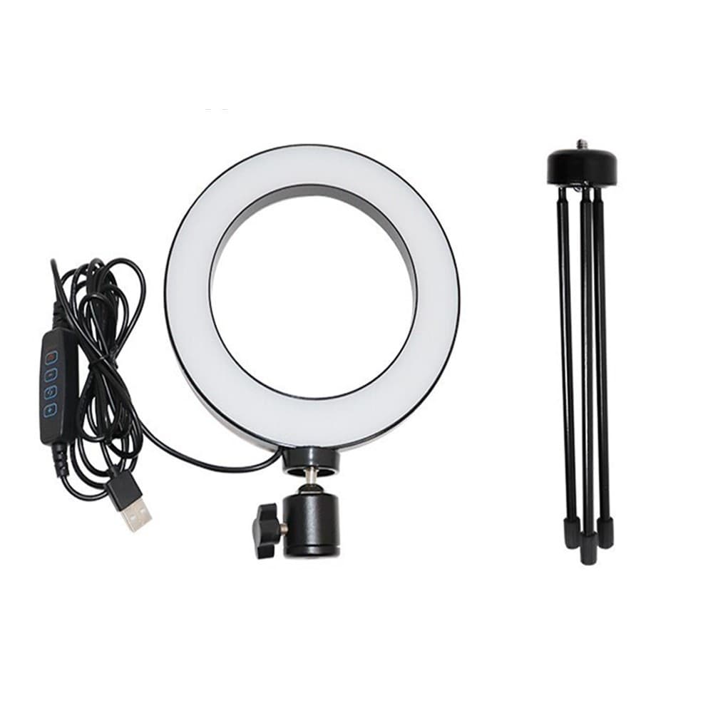Ring Light 20cm Luz Iluminador Anel De Led Suporte Articulado BIVOLT Cabo USB + Tripé 20cm