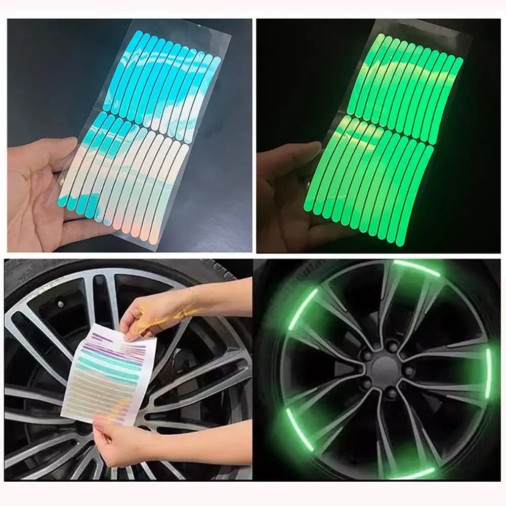 Adesivo Refletivo Luminoso Para Bike, Moto, Bicicleta, Carro, Acessório de Segurança 2PÇS Noite