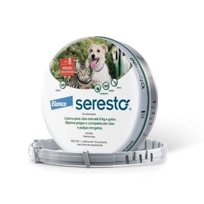 Seresto Coleira Antipulgas e Carrapatos para Cães e Gatos até 8 Kg