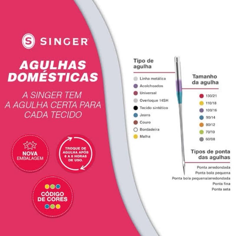 1UN Agulha de Máquina Singer de costura doméstica