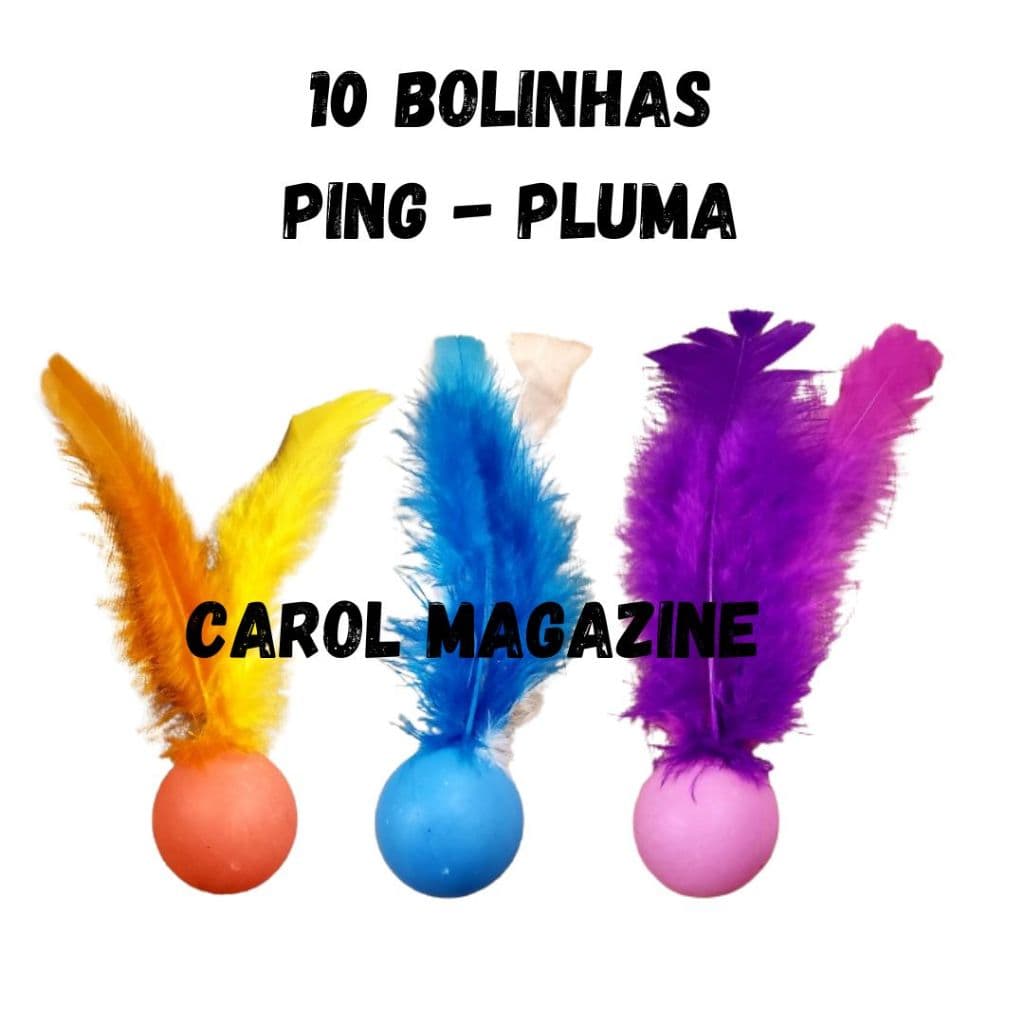 Brinquedo Para Gato Bola Com Peninha 10 Unidades