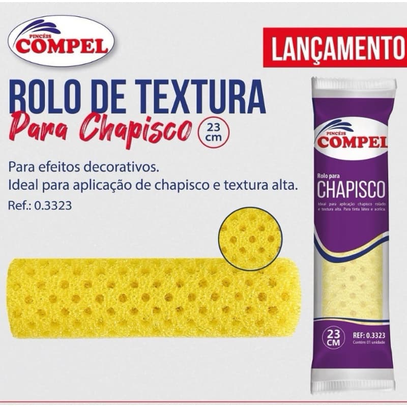 Rolo de Textura P/ Chapisco 23cm C/ Suporte