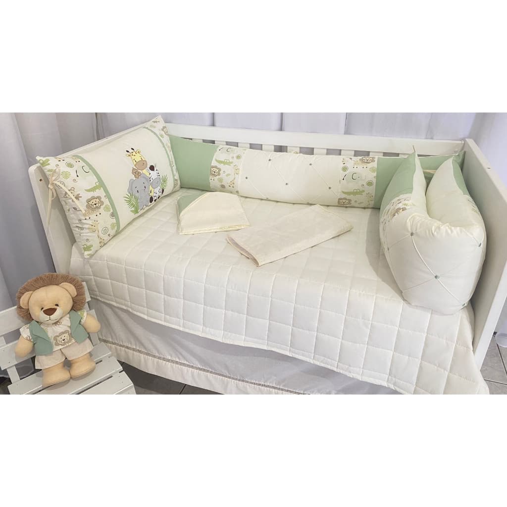 Kit Berço Americano Coleção Baby Safari 9 Peças Verde Erva Doce