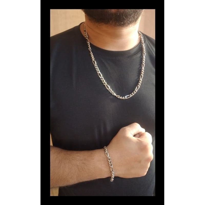 Colar Corrente + Pulseira Aço Inox