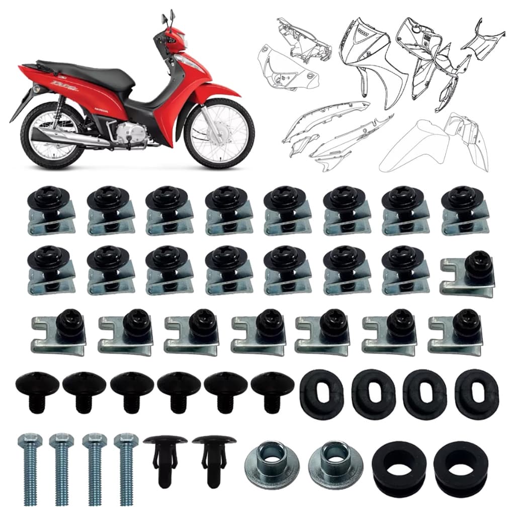 Kit Parafusos Presilhas Completo Para Moto Carenagem Honda Biz 125 2011 2012 2013 2014 2015 2016 2017