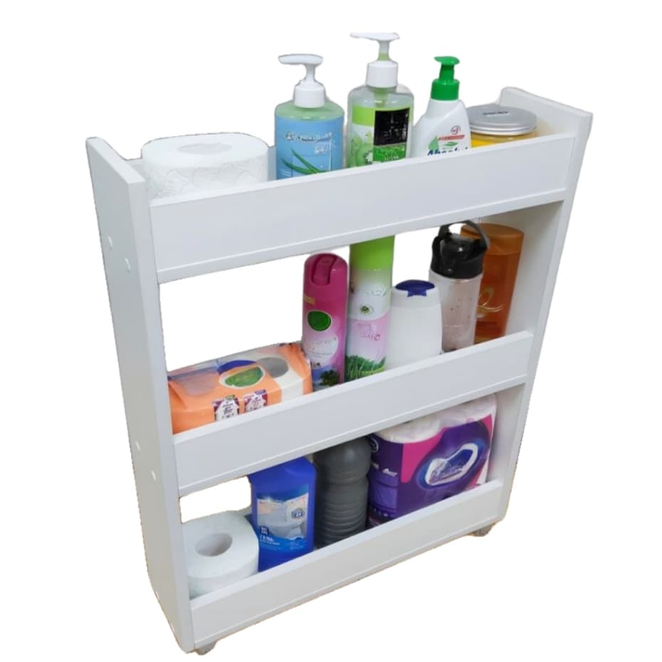 Nicho Armário Multiuso Organizador Com Rodinhas De Cozinha Lavanderia Prateleira 100% MDF Branco
