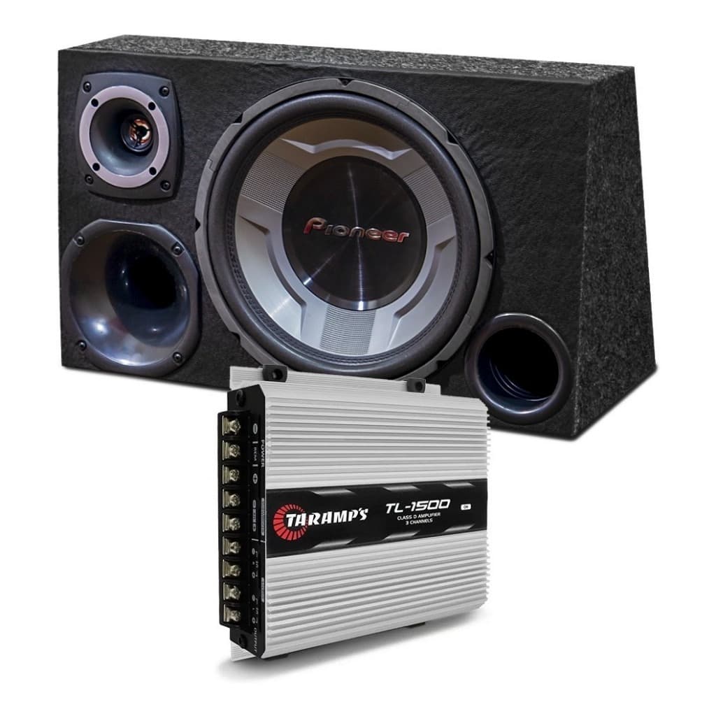 Caixa Som Automotivo Trio Completa 12 Subwoofer Pioneer + Módulo