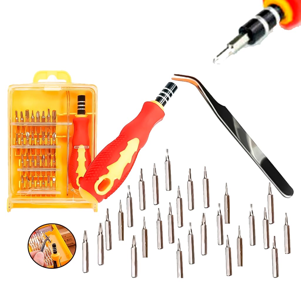 Kit Jogo Chaves 32 Peças de Bits chaves de Precisão Philips e Fenda para Computadores Notebook PC