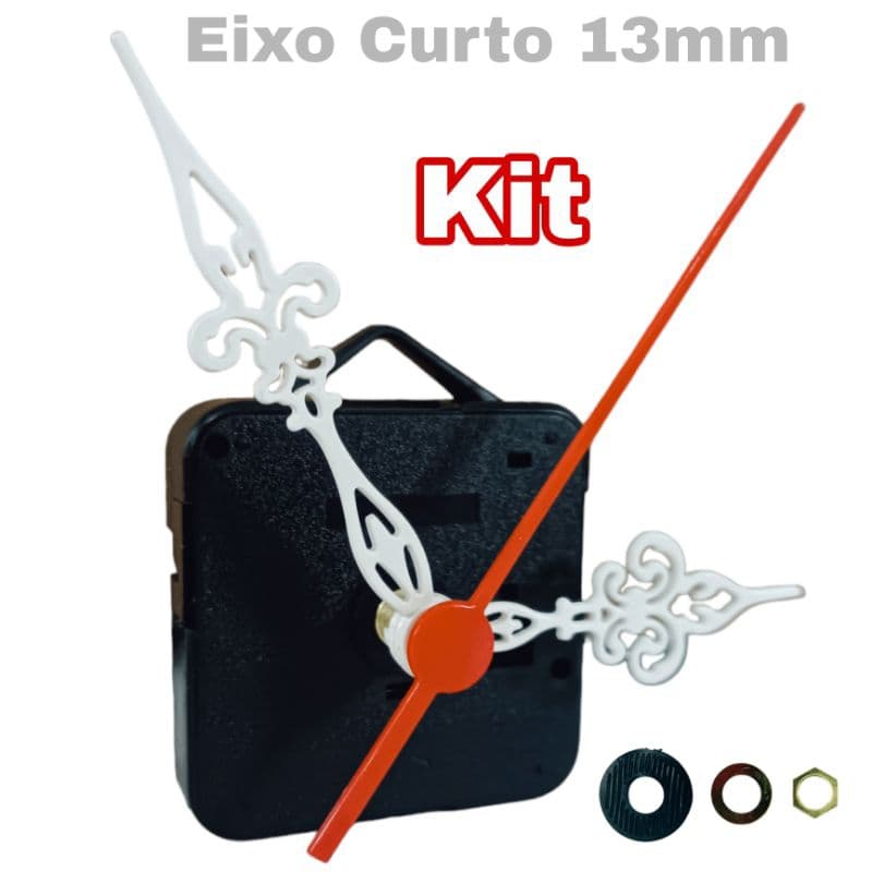 Mecanismo Para Montagem Relógio De Parede Artesanal 13mm + Ponteiros Colonial Branco