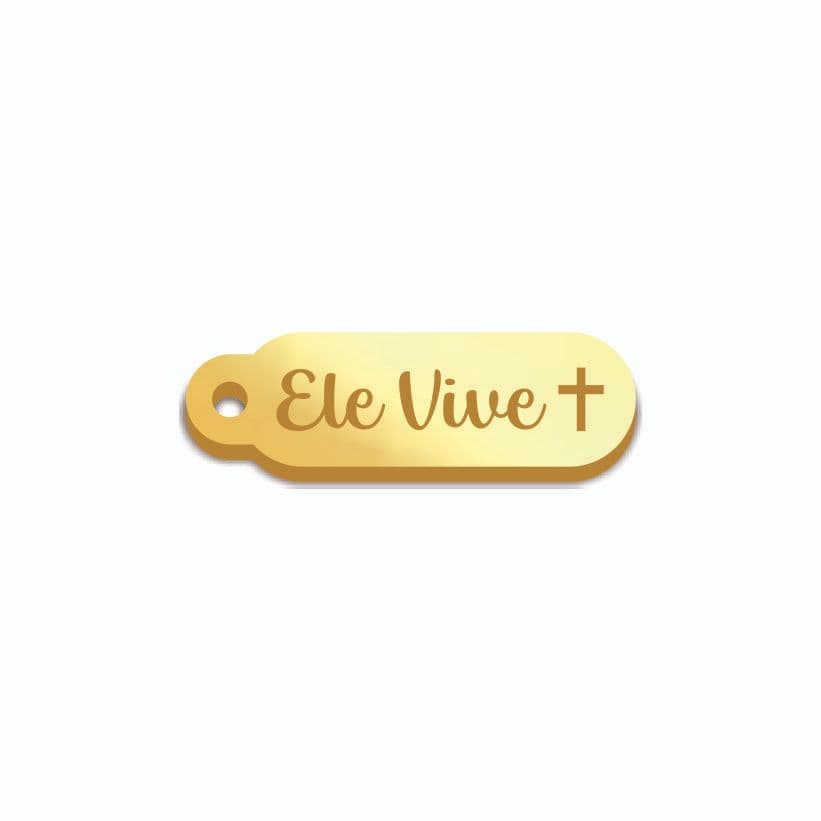 Aplique Tag Etiqueta, acrílico Espelhado Mini Palito 50 pçs escrita Ele Vive ou Jesus