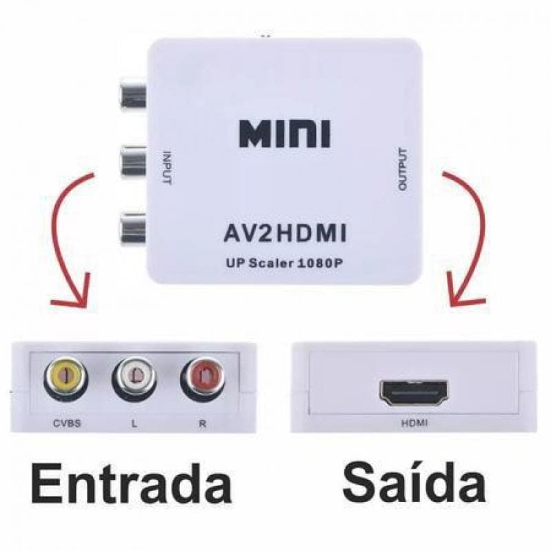 MINI CONVERSOR AUDIO E VÍDEO / AV RCA PARA HDMI