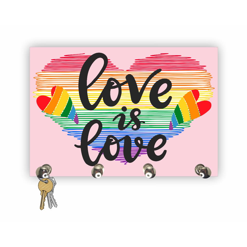 Porta Chaves de Parede  LGBT  Coração Love is Love Bandeira Orgulho