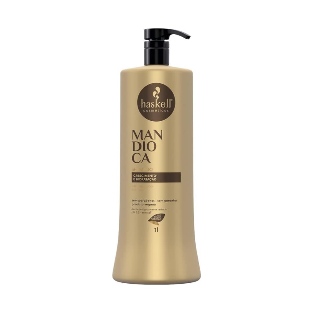 Haskell Shampoo De Mandioca 1L Para Cabelos Femininos Cuidados com o Cabelo Fios Salão de Beleza Mulher