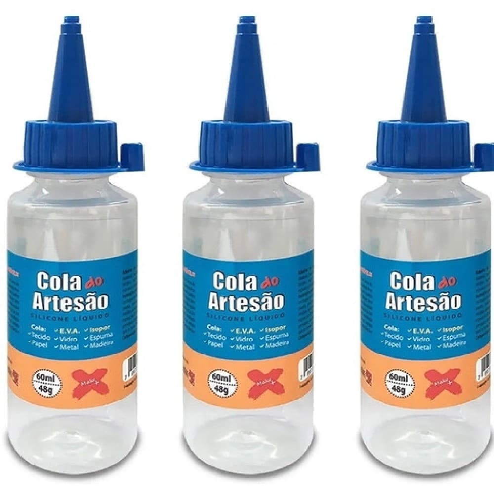 Cola Do Artesão Silicone Líquida 60ml - 03 unidades