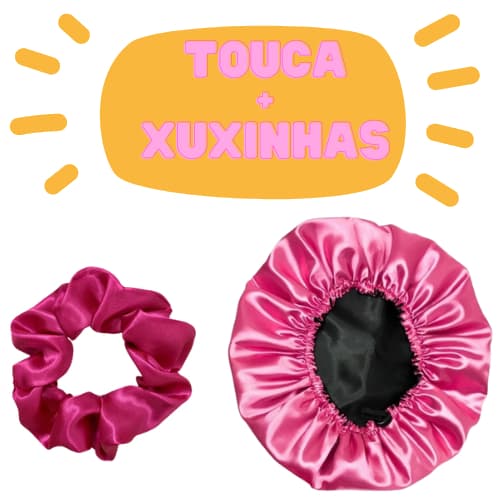 12 Toucas de Cetim Dupla Face com Regulador + 12 xuxinhas de cetim