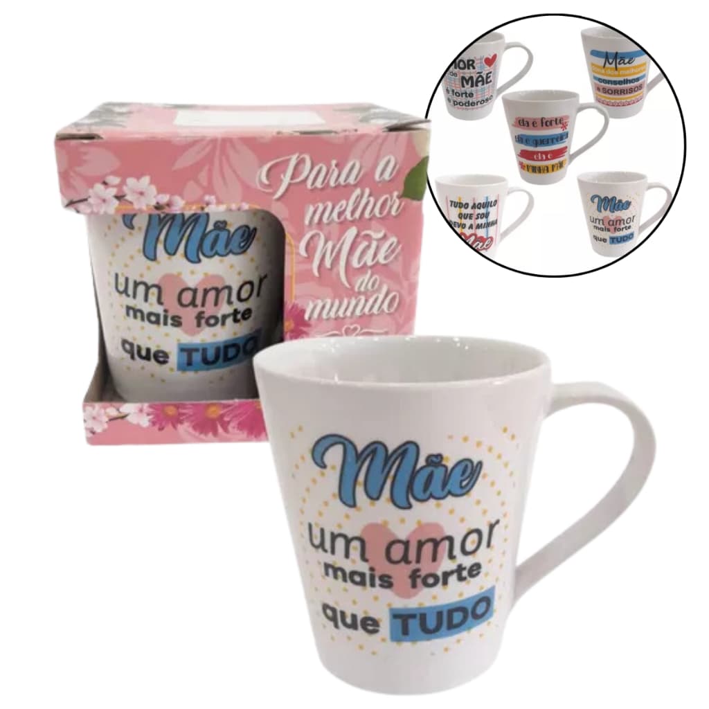 Caneca Xicara 250 ml Presente Dia Das Mães Caixa Decorada Lembrancinha 1un