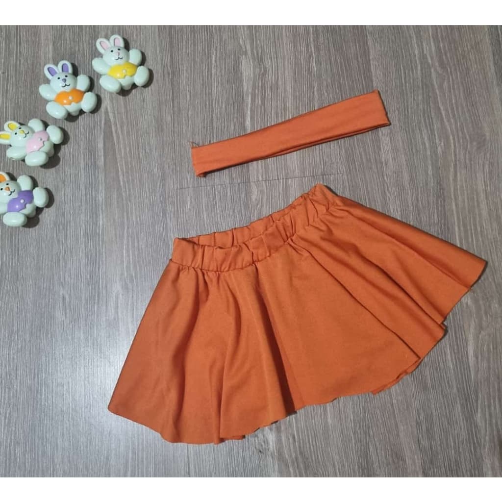 Saia balé curtinha na cor laranja com faixa cabelo. Infantil
