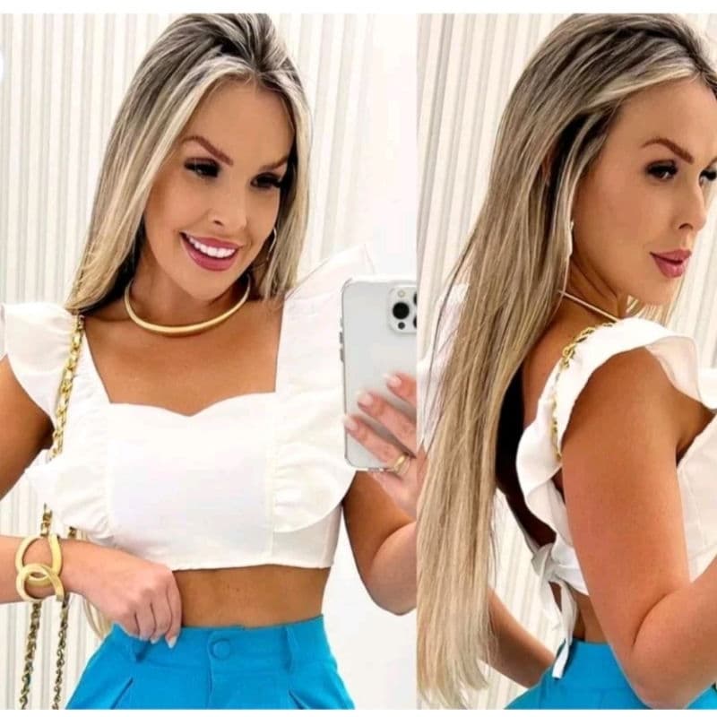 cropped  femenino alfaiataria com bojo moda blogueira