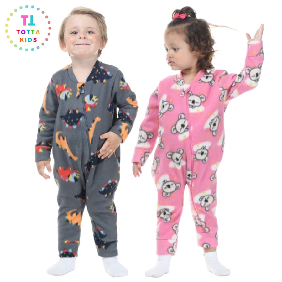 Pijama Infantil Macacão Manga Longa Soft Estampado com Zíper Menino e Menina Bebê Infantil Barrichelo Estampado Inverno