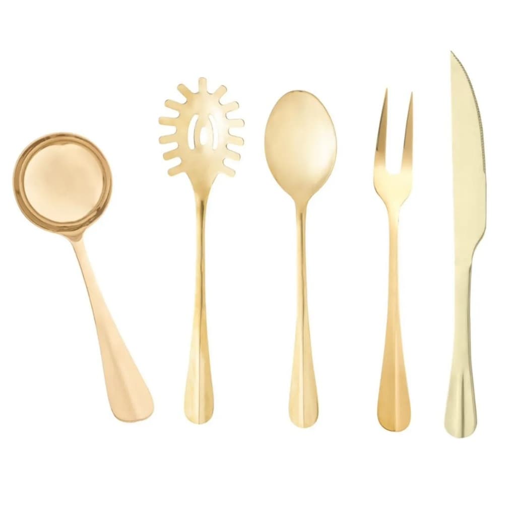 Talheres de Servir em Aço Inox Positano Dourado Lyor