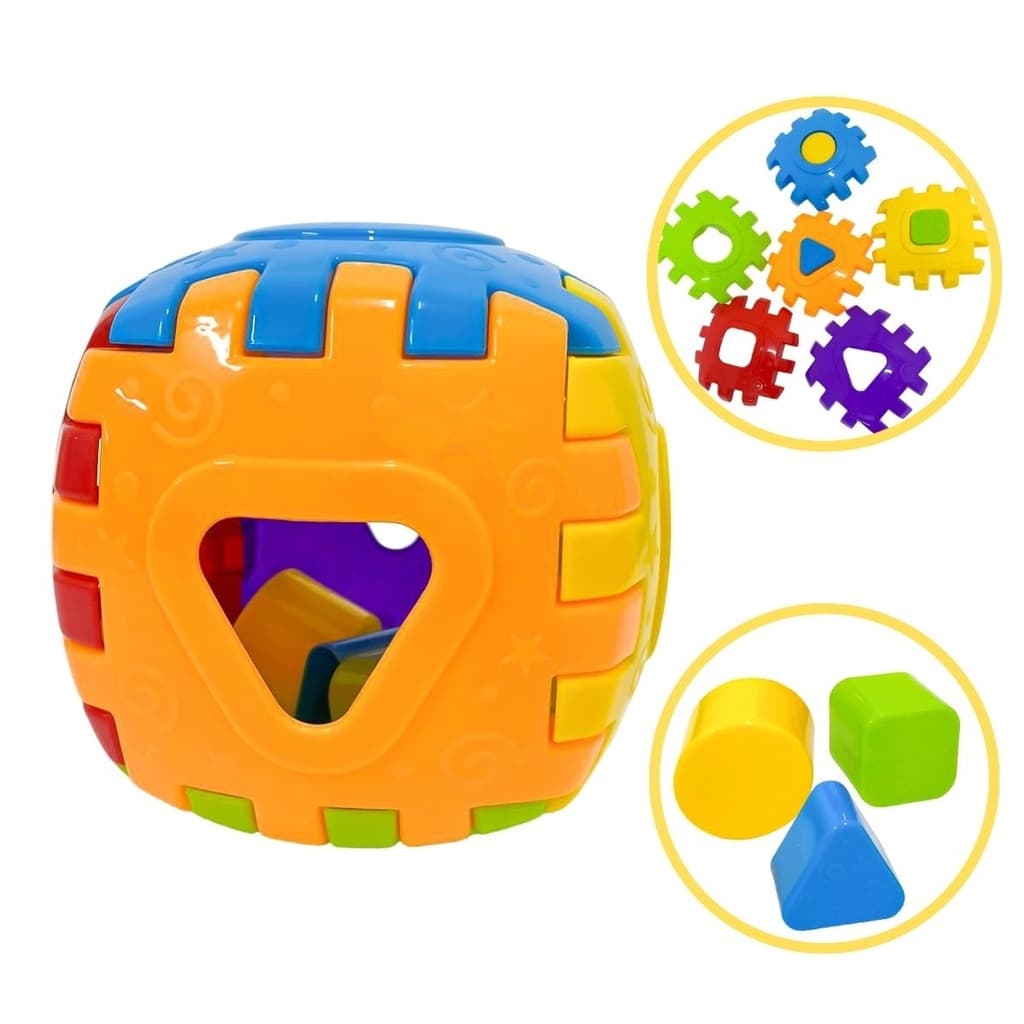 Cubo Didático Encaixe Peças Monta e Desmonta com 3 cubos de Encaixar Brinquedos Educativos Infantil Bebe  Auxilia No Desenvolvimento e Coordenação Motora - Colorido