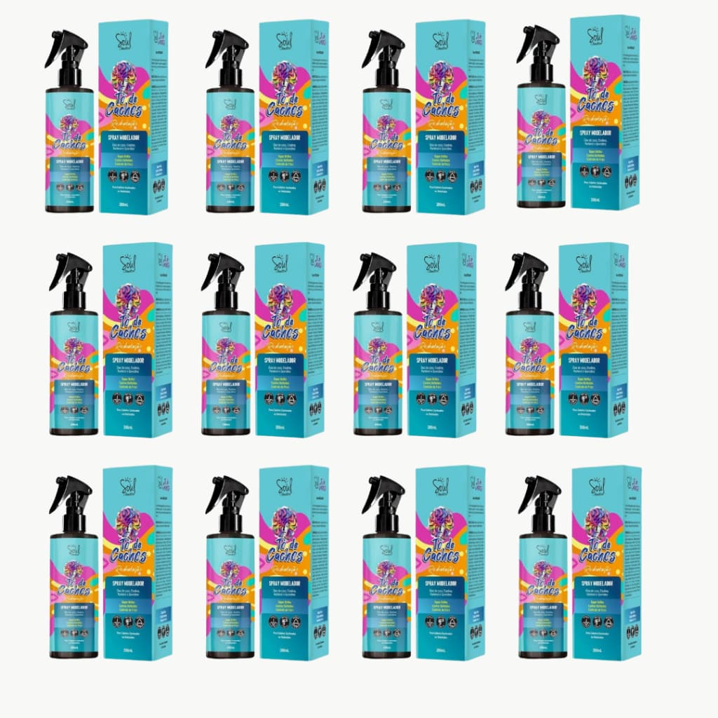 Kit C/12 Spray Modelador tô De Cachos Reidratação 200ml - Soul Cosméticos Fixação Leve Cachos Definidos Sem Frizz
