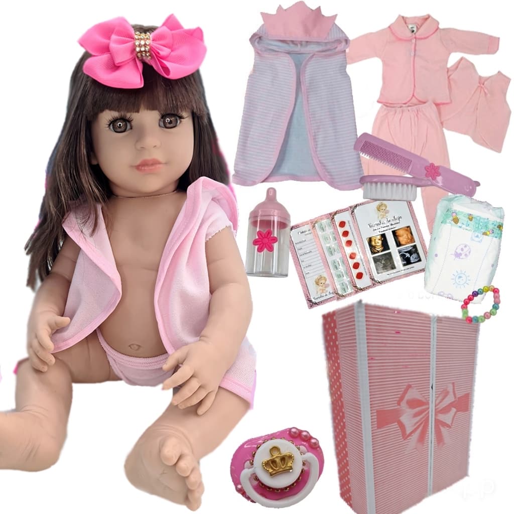 Bebê Reborne Boneca Promoção Enxoval Riborni Original Realista de Verdade Loira Morena